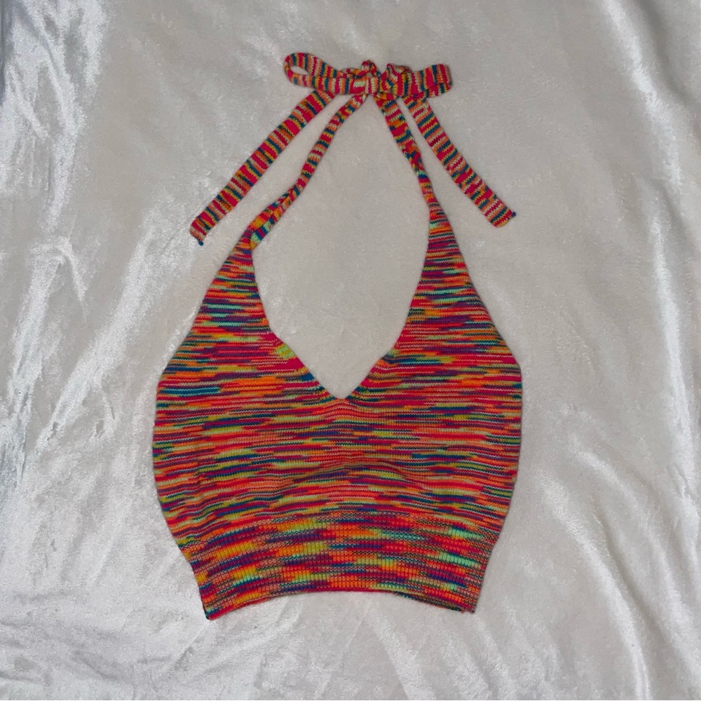 Multicolour Neon Halter Top